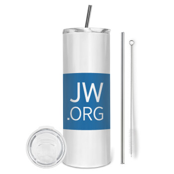 JW.ORG, Eco friendly ποτήρι θερμό (tumbler) από ανοξείδωτο ατσάλι 600ml, με μεταλλικό καλαμάκι & βούρτσα καθαρισμού