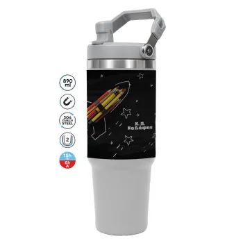 Rocket Pencil, ΓΚΡΙ χρώματος Θερμός Ανοξείδωτο 890ml (30oz) με χερούλι