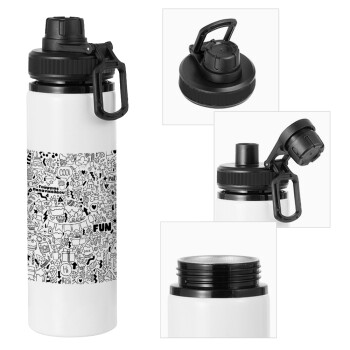 Enjoy the party, Metal water bottle with safety cap, aluminum 850ml