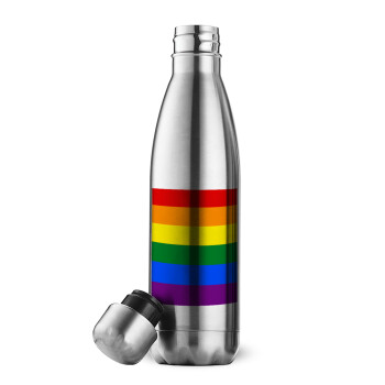 Rainbow flag (LGBT) , Μεταλλικό παγούρι θερμός Inox (Stainless steel), διπλού τοιχώματος, 500ml