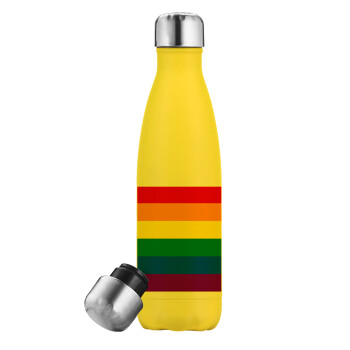 Rainbow flag (LGBT) , Μεταλλικό παγούρι θερμός Κίτρινος (Stainless steel), διπλού τοιχώματος, 500ml