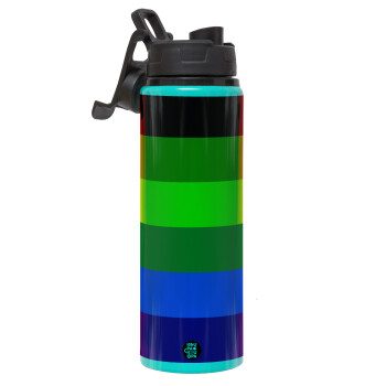 Rainbow flag (LGBT) , Μεταλλικό παγούρι νερού με καπάκι ασφαλείας, αλουμινίου 850ml