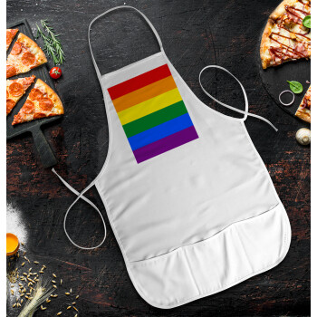 Rainbow flag (LGBT) , Ποδιά Σεφ / Σερβιτόρου Ολόσωμη κοντή Ενηλίκων με τσέπες (48x73cm)