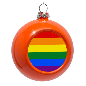 Rainbow flag (LGBT) , Στολίδι Χριστουγεννιάτικη μπάλα δένδρου Πορτοκαλί 8cm
