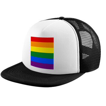 Rainbow flag (LGBT) , Καπέλο Soft Trucker με Δίχτυ Black/White 