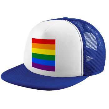Rainbow flag (LGBT) , Καπέλο παιδικό Soft Trucker με Δίχτυ ΜΠΛΕ/ΛΕΥΚΟ (POLYESTER, ΠΑΙΔΙΚΟ, ONE SIZE)