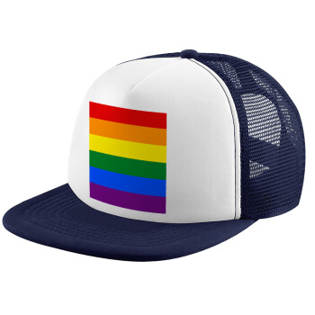 Rainbow flag (LGBT) , Καπέλο Soft Trucker με Δίχτυ Dark Blue/White 