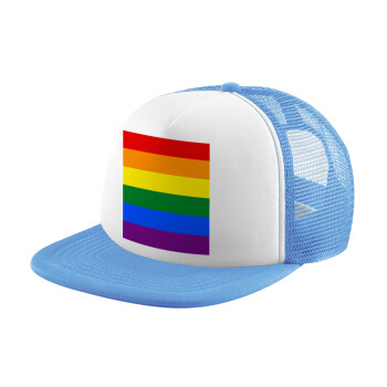 Rainbow flag (LGBT) , Καπέλο Soft Trucker με Δίχτυ Γαλάζιο/Λευκό