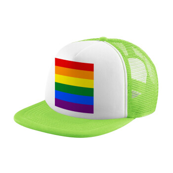 Rainbow flag (LGBT) , Καπέλο Soft Trucker με Δίχτυ Πράσινο/Λευκό