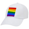 Rainbow flag (LGBT) , Καπέλο ενηλίκων Jockey Λευκό (snapback, 5-φύλλο, unisex)