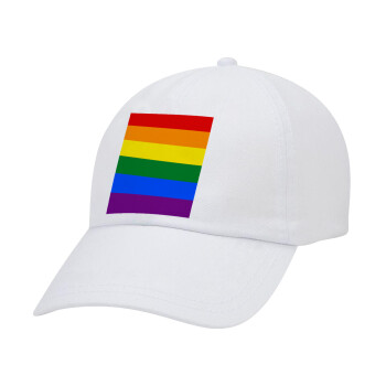 Rainbow flag (LGBT) , Καπέλο Ενηλίκων Baseball Λευκό 5-φύλλο (POLYESTER, ΕΝΗΛΙΚΩΝ, UNISEX, ONE SIZE)