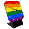 Rainbow flag (LGBT) , Επιτραπέζιο ρολόι ξύλινο με δείκτες (10cm)