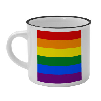 Rainbow flag (LGBT) , Κούπα κεραμική vintage Λευκή/Μαύρη 230ml