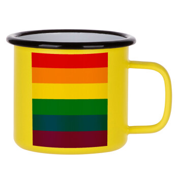 Rainbow flag (LGBT) , Κούπα Μεταλλική εμαγιέ ΜΑΤ Κίτρινη 360ml
