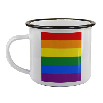 Rainbow flag (LGBT) , Κούπα εμαγιέ με μαύρο χείλος 360ml