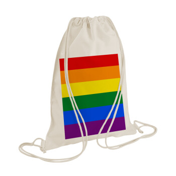Rainbow flag (LGBT) , Τσάντα πλάτης πουγκί GYMBAG natural (28x40cm)