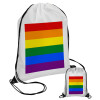Rainbow flag (LGBT) , Τσάντα πουγκί με μαύρα κορδόνια 45χ35cm (1 τεμάχιο)