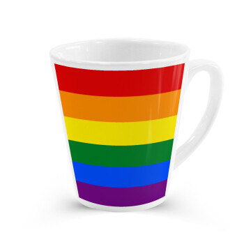 Rainbow flag (LGBT) , Κούπα κωνική Latte Λευκή, κεραμική, 300ml