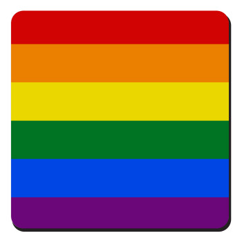 Rainbow flag (LGBT) , Τετράγωνο μαγνητάκι ξύλινο 9x9cm