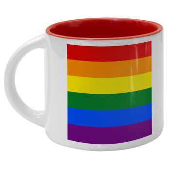 Rainbow flag (LGBT) , Κούπα κεραμική 400ml Λευκή/Κόκκινη