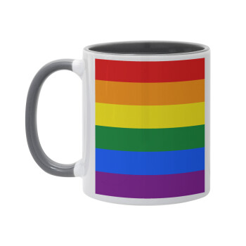 Rainbow flag (LGBT) , Κούπα χρωματιστή γκρι, κεραμική, 330ml