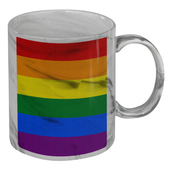 Rainbow flag (LGBT) , Κούπα κεραμική, marble style (μάρμαρο), 330ml