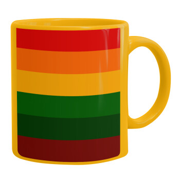 Rainbow flag (LGBT) , Ceramic coffee mug yellow, 330ml