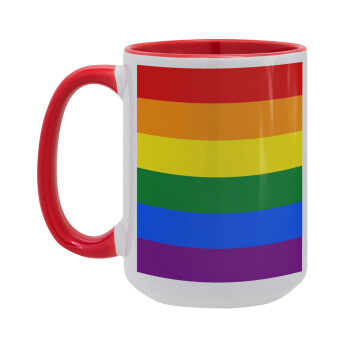 Rainbow flag (LGBT) , Κούπα Mega 15oz, κεραμική Κόκκινη, 450ml