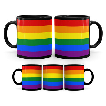 Rainbow flag (LGBT) , Mug black, ceramic, 330ml