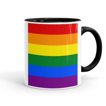 Rainbow flag (LGBT) , Κούπα χρωματιστή μαύρη, κεραμική, 330ml