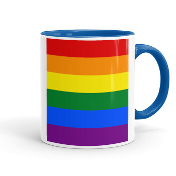 Rainbow flag (LGBT) , Κούπα χρωματιστή μπλε, κεραμική, 330ml