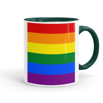 Rainbow flag (LGBT) , Κούπα χρωματιστή πράσινη, κεραμική, 330ml
