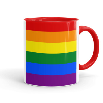 Rainbow flag (LGBT) , Κούπα χρωματιστή κόκκινη, κεραμική, 330ml