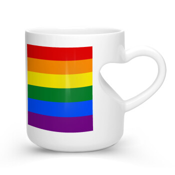 Rainbow flag (LGBT) , Κούπα καρδιά λευκή, κεραμική, 330ml