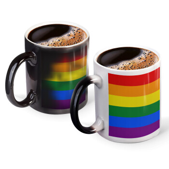 Rainbow flag (LGBT) , Κούπα Μαγική, κεραμική, 330ml που αλλάζει χρώμα με το ζεστό ρόφημα
