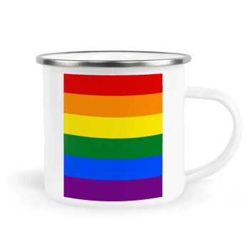 Rainbow flag (LGBT) , Κούπα Μεταλλική εμαγιέ λευκη 360ml