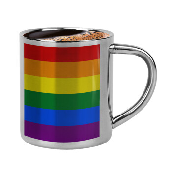 Rainbow flag (LGBT) , Double-wall metal cup for espresso (220ml)