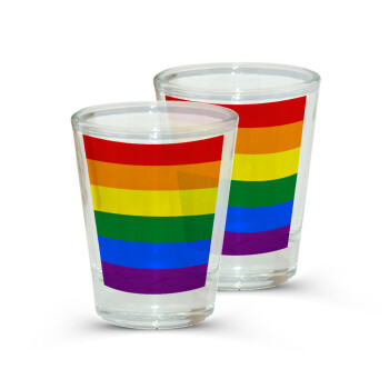 Rainbow flag (LGBT) , Σφηνοπότηρα γυάλινα 45ml διάφανα (2 τεμάχια)