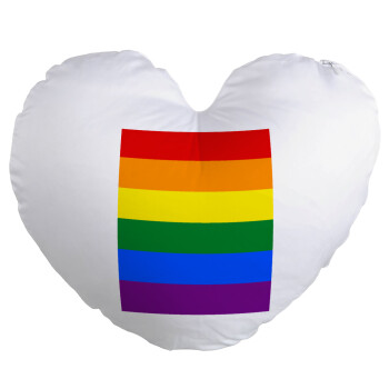 Rainbow flag (LGBT) , Μαξιλάρι καναπέ καρδιά 40x40cm περιέχεται το  γέμισμα