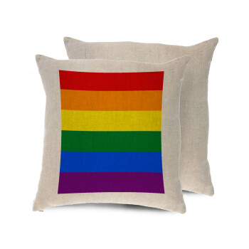Rainbow flag (LGBT) , Μαξιλάρι καναπέ ΛΙΝΟ 40x40cm περιέχεται το  γέμισμα