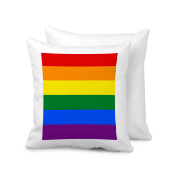 Rainbow flag (LGBT) , Μαξιλάρι καναπέ 40x40cm περιέχεται το  γέμισμα
