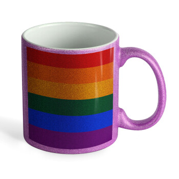 Rainbow flag (LGBT) , Κούπα Μωβ Glitter που γυαλίζει, κεραμική, 330ml