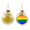 Transparent Christmas tree ball ornament with gold filling 8cm
