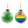 Transparent Christmas tree ball ornament with green filling 8cm