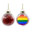 Transparent Christmas tree ball ornament with red filling 8cm