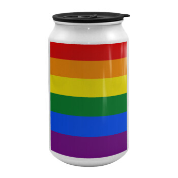 Rainbow flag (LGBT) , Κούπα ταξιδιού μεταλλική με καπάκι (tin-can) 500ml