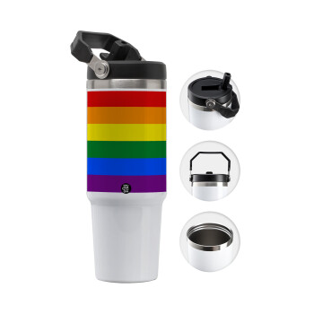 Rainbow flag (LGBT) , 30oz stainless Steel Tumbler with Handle