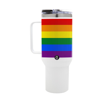 Rainbow flag (LGBT) , Mega Tumbler με καπάκι, διπλού τοιχώματος (θερμό) 1,2L