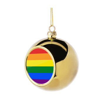 Rainbow flag (LGBT) , Χριστουγεννιάτικη μπάλα δένδρου Χρυσή 8cm