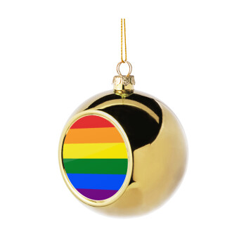 Rainbow flag (LGBT) , Golden Christmas tree ball ornament 8cm